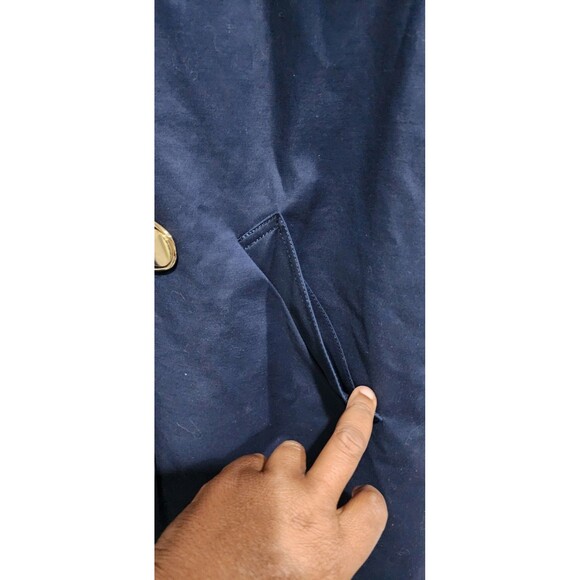 Jones New York Signature Swing Coat Womens S Navy Blue Stretch Pockets Snap EUC - Picture 8 of 15